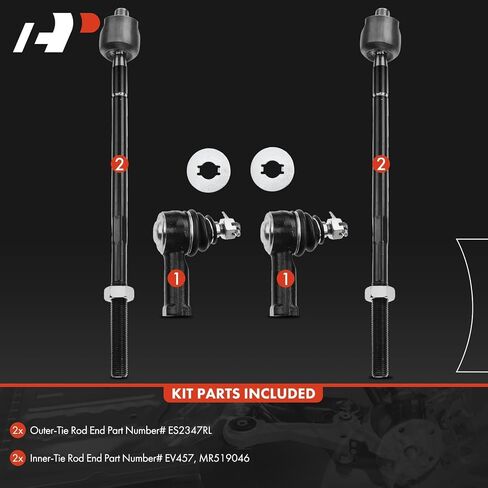 A-Premium Set of 4, Front Inner & Outer Tie Rod End Kit, Compatible with Chrysler Sebring 2001-2005, Mitsubishi Eclipse 2000-2005, Galant 1999-2003, Dodge Stratus 2001-2005 in Saudi Arabia
