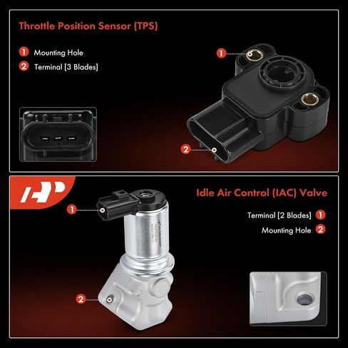 A-Premium Idle Air Control Valve IAC + Throttle Position Sensor TPS Compatible with Ford Escape 2003-2004 & Mazda MPV 2005-2006, 3.0L in Saudi Arabia