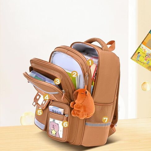 Capybara Backpack with Wheels Large Capacity Lightweight Kawaii Luggage Roller Backpack Multiple Compartments Travel Daily Use(Brown) in Saudi Arabia