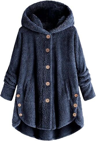 Bed Jackets For Women Plus Size Fuzzy Fleece Coat Cozy Button Hoodies Button Sweater Tops Jacket 2025 Trendy in Kuwait