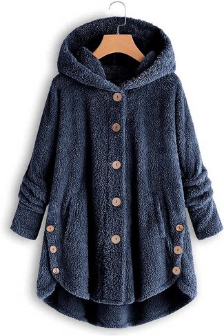 Bed Jackets For Women Plus Size Fuzzy Fleece Coat Cozy Button Hoodies Button Sweater Tops Jacket 2025 Trendy in Kuwait