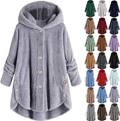Bed Jackets For Women Plus Size Fuzzy Fleece Coat Cozy Button Hoodies Button Sweater Tops Jacket 2025 Trendy in Kuwait