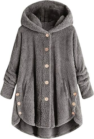 Bed Jackets For Women Plus Size Fuzzy Fleece Coat Cozy Button Hoodies Button Sweater Tops Jacket 2025 Trendy in Kuwait