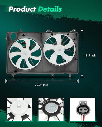 SCITOO 167110P190 مشعاع كهربي مكثف محرك مزدوج مروحة تبريد مناسبة لـ 2010-2013 لتويوتا لهايلاندر in Saudi Arabia