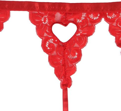 Women Lace Lingerie Set 3 Piece, Bra 9-Shaped Back Closure, Floral Lace Thong, Heart Cut-Out Garter Belt Outfits in Saudi Arabia
