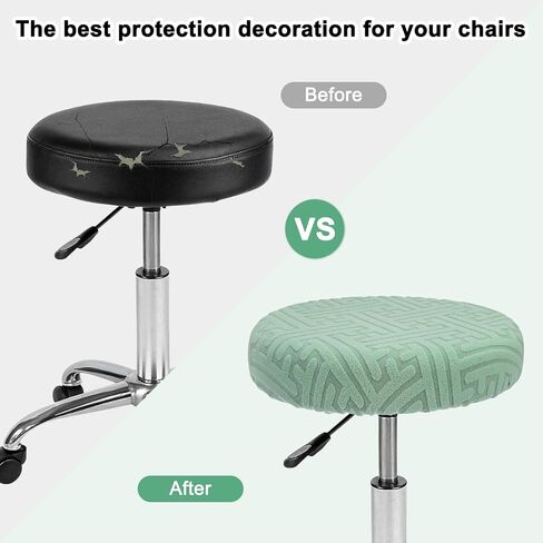 2-Pack Bar Stool Covers Round, for 12-14 Inch Polyester Strip Pattern Seat Covers with Elastic Bands for Bar Stool/Round Cushion [Beige] in Saudi Arabia