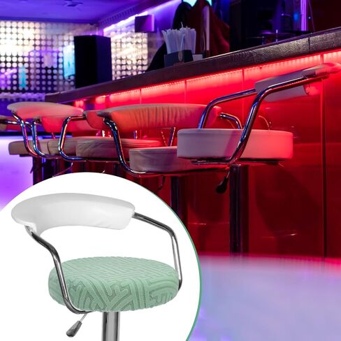 2-Pack Bar Stool Covers Round, for 12-14 Inch Polyester Strip Pattern Seat Covers with Elastic Bands for Bar Stool/Round Cushion [Beige] in Saudi Arabia