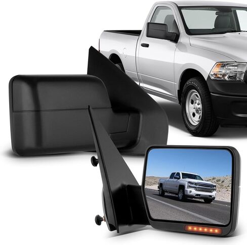 مرايا سحب ECCPP مناسبة لـ 2004-2014 لسيارة Ford For F150 بيك اب شاحنة الطاقة المعدلة بإضاءة إشارة الانعطاف الساخنة، ضوء البركة، غطاء أسود، غطاء مزدوج للسائق وجانب الركاب in Saudi Arabia