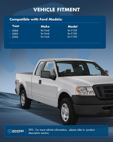 مرايا سحب ECCPP مناسبة لـ 2004-2014 لسيارة Ford For F150 بيك اب شاحنة الطاقة المعدلة بإضاءة إشارة الانعطاف الساخنة، ضوء البركة، غطاء أسود، غطاء مزدوج للسائق وجانب الركاب in Saudi Arabia
