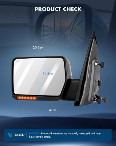 مرايا سحب ECCPP مناسبة لـ 2004-2014 لسيارة Ford For F150 بيك اب شاحنة الطاقة المعدلة بإضاءة إشارة الانعطاف الساخنة، ضوء البركة، غطاء أسود، غطاء مزدوج للسائق وجانب الركاب in Saudi Arabia