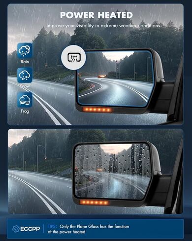مرايا سحب ECCPP مناسبة لـ 2004-2014 لسيارة Ford For F150 بيك اب شاحنة الطاقة المعدلة بإضاءة إشارة الانعطاف الساخنة، ضوء البركة، غطاء أسود، غطاء مزدوج للسائق وجانب الركاب in Saudi Arabia