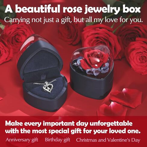 Rose Heart Pendant Necklace Gifts for Wife, Engraved 'I love you' Gift for Wife Girlfriend, Anniversary Birthday Eternity Jewelry Present for Women, Moissanite Necklace Gift for Her in Saudi Arabia