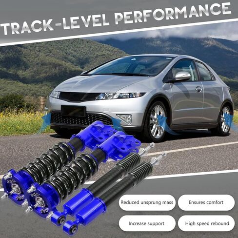 BHB Adjustable Coilovers Compatible with Honda Civic 2006-2011, Acura CSX 2006-2011 Coil Spring Absorber Struts Suspension Lowering Kit Blue in Kuwait