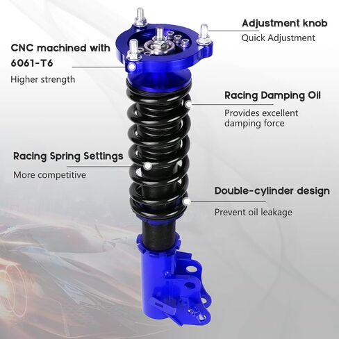 BHB Adjustable Coilovers Compatible with Honda Civic 2006-2011, Acura CSX 2006-2011 Coil Spring Absorber Struts Suspension Lowering Kit Blue in Kuwait
