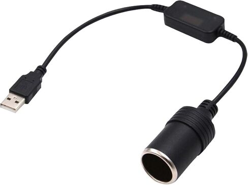 محول USB إلى ولاعة السجائر، كابل محول مقبس ولاعة سجائر USB A ذكر إلى 12 فولت، قابس محول شاحن سيارة بطول 1 قدم لكاميرا داش كام، نظام تحديد المواقع العالمي، شرائط إضاءة LED للسيارة، بنك طاقة (A، قطعة واحدة) in Kuwait