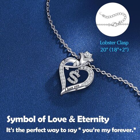 Rose Heart Pendant Necklace Gifts for Wife, Engraved 'I love you' Gift for Wife Girlfriend, Anniversary Birthday Eternity Jewelry Present for Women, Moissanite Necklace Gift for Her in Saudi Arabia