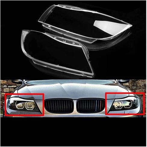 1Pair Front Headlamp Cover Compatible For Bmw 3 Series E90 E91 2006-2012 Facelift Clear Xenon Headlight Lens Shell Left+Right in Saudi Arabia