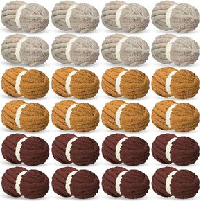 Timgle 24 Pack 3/4 Inch Chunky Chenille Yarn for Crocheting Blanket Fluffy Yarn for Knitting Sewing DIY(Multicolor) in Kuwait