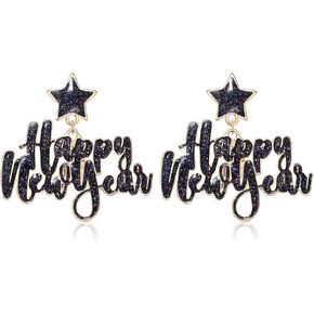 ANGLESJELL أقراط السنة الجديدة السعيدة للنساء أقراط نجمة المينا اللامعة عطلة رأس السنة الجديدة أقراط هدايا مجوهرات الحفلات in Kuwait