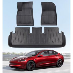 Floor Mats Fits for Tesla Model 3 2023-2018 - All Weather TPE Custom Fit Car Mats Floor Liners, Custom Fit, 3-Piece in Saudi Arabia