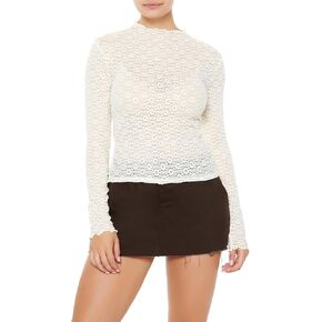 Forever 21 Women's Lettuce-Edge Lace Top in Saudi Arabia