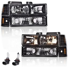G-PLUS Headlights Assembly, Fit 1994 1995 1996 1997 1998 1999 GMC C1500 K1500 Yukon Bumper Headlamps, Clear Lens Chrome Housing Clear Reflector,faros delanteros in Saudi Arabia