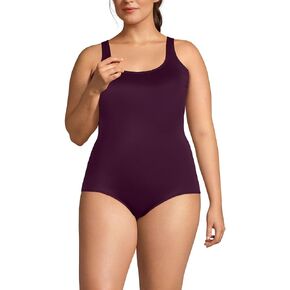 Lands' End Womens Chlorine Resistant Tugless Tank Soft Cup One Piece Swimsuit Dark Wine Plus 18w in Saudi Arabia