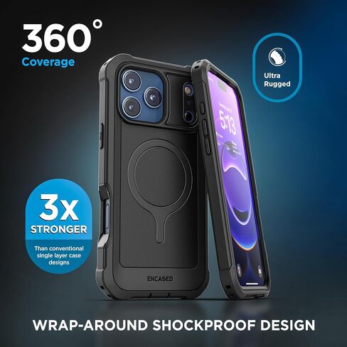 Encased Compatible with iPhone 16 Plus Case with Built-in Screen Protector and Phone Holster Belt Clip (Compatible with MagSafe) Heavy-Duty Hybrid Rugged Cover in Kuwait