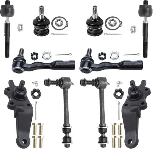 Detroit Axle - Front 10pc Suspension Kit for 2001-2002 Toyota Sequoia, 2002 Tundra, 4 Upper & Lower Ball Joints, 4 Inner & Outer Tie Rods, 2 Sway Bar Links Replacement in Saudi Arabia