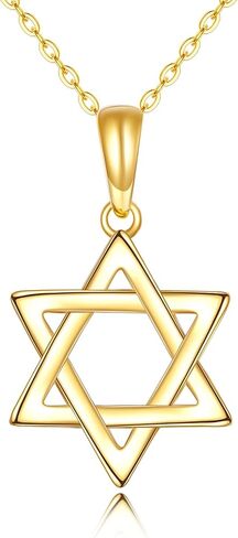 KECHO 14K الصلبة الذهب نجمة داود قلادة للنساء قلادة الخماسي قلادة عيد ميلاد عيد الميلاد عيد الأم مجوهرات هدايا للأم والزوجة in Kuwait