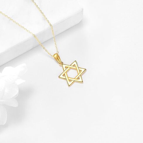 KECHO 14K الصلبة الذهب نجمة داود قلادة للنساء قلادة الخماسي قلادة عيد ميلاد عيد الميلاد عيد الأم مجوهرات هدايا للأم والزوجة in Kuwait