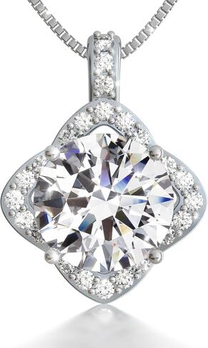 Moissanite Necklaces for Women, 925 Sterling Silver Platinum plated Necklace for Girlfriend, Ideal Birthday Jewelry Gifts for Wife in Saudi Arabia
