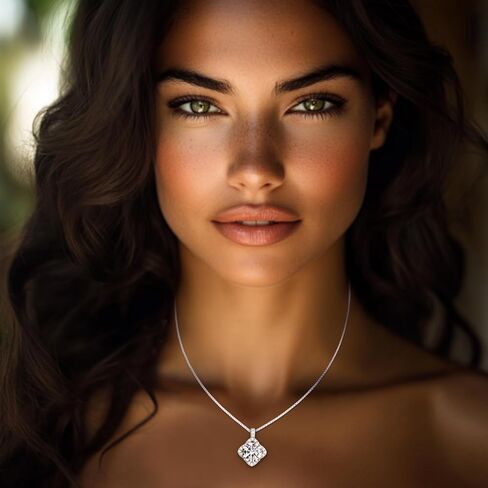 Moissanite Necklaces for Women, 925 Sterling Silver Platinum plated Necklace for Girlfriend, Ideal Birthday Jewelry Gifts for Wife in Saudi Arabia