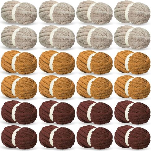 Timgle 24 Pack 3/4 Inch Chunky Chenille Yarn for Crocheting Blanket Fluffy Yarn for Knitting Sewing DIY(Multicolor) in Kuwait