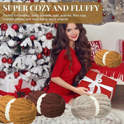 Timgle 24 Pack 3/4 Inch Chunky Chenille Yarn for Crocheting Blanket Fluffy Yarn for Knitting Sewing DIY(Multicolor) in Kuwait