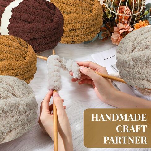 Timgle 24 Pack 3/4 Inch Chunky Chenille Yarn for Crocheting Blanket Fluffy Yarn for Knitting Sewing DIY(Multicolor) in Kuwait