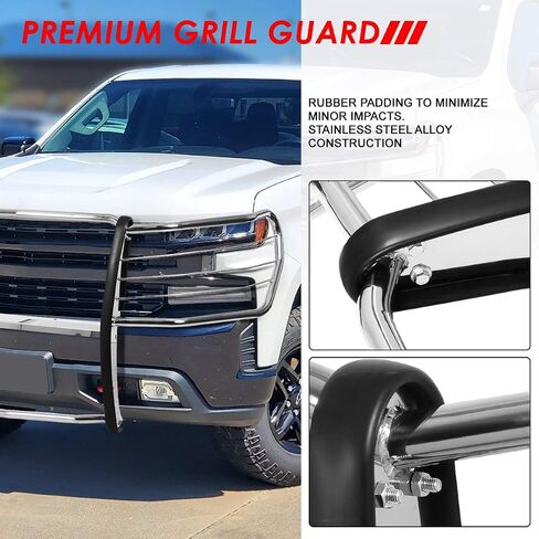 Auto Dynasty Polished Stainless Steel Front Bumper Protector Brush Guard Compatible with Chevy Silverado 1500 19-20 in Saudi Arabia