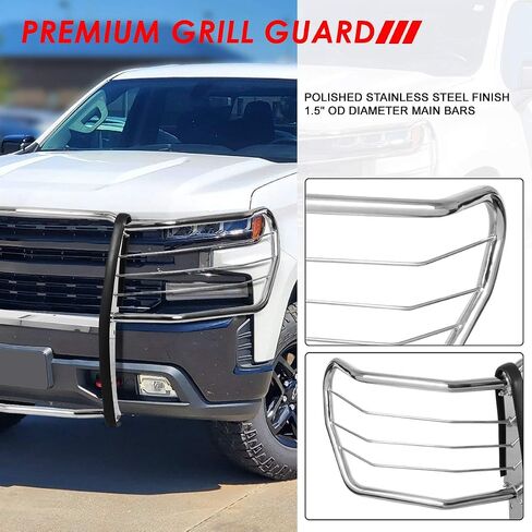 Auto Dynasty Polished Stainless Steel Front Bumper Protector Brush Guard Compatible with Chevy Silverado 1500 19-20 in Saudi Arabia