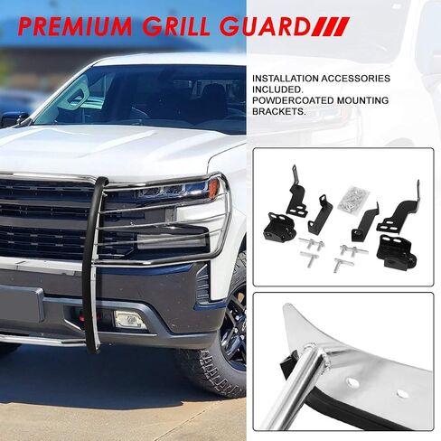 Auto Dynasty Polished Stainless Steel Front Bumper Protector Brush Guard Compatible with Chevy Silverado 1500 19-20 in Saudi Arabia