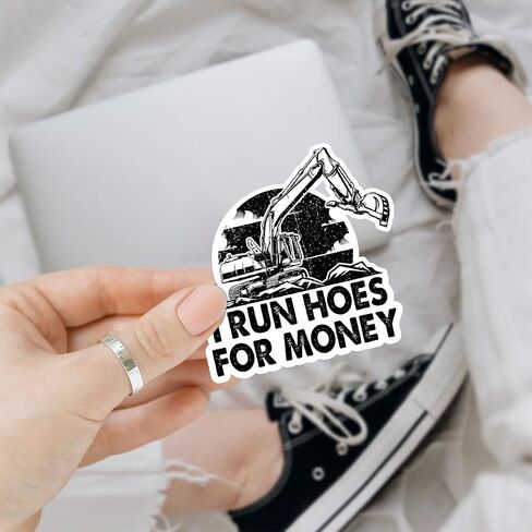 3 Pcs I Run Hoes for Money Sticker I Run Hoe Money Stickers Heavy Equipment Operator Excavator Gift Sticker Construction Worker Toolbox Stickers for Laptop Water Bottle Phone Car Helmet 3"x3" (RH1) in Saudi Arabia