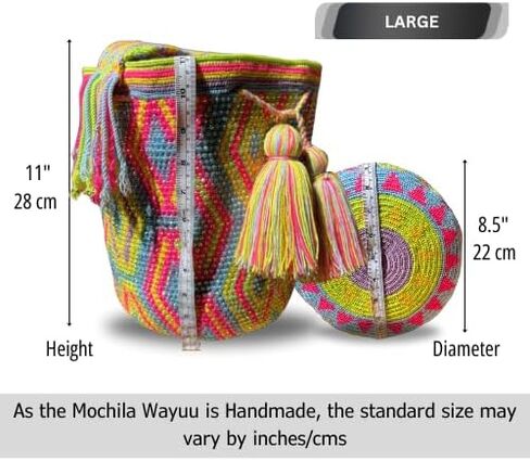 SANATY أصلية Mochila WAYUU بأحجار الراين، مصنوعة يدويًا 100% من كولومبيا، حقيبة كروس، تصميم جميل، جودة ممتازة in Kuwait