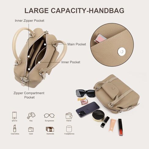 Handbags for Women, Genuine Leather Crossbody Bag Top Handle Bag with Adjustable Detachable Strap in Saudi Arabia