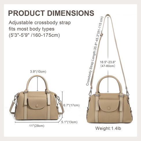 Handbags for Women, Genuine Leather Crossbody Bag Top Handle Bag with Adjustable Detachable Strap in Saudi Arabia