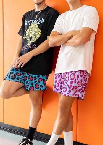 MECH-ENG Men's Casual Graphic Shorts Leopard Print Drawstring Running Gym Lightweight Athletic Shorts in Kuwait