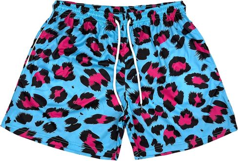 MECH-ENG Men's Casual Graphic Shorts Leopard Print Drawstring Running Gym Lightweight Athletic Shorts in Kuwait