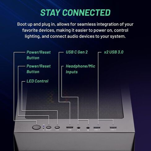 Skytech Chronos 3 Gaming PC Desktop ، Ryzen 7 7700 3.8 GHz (5.3GHz Turbo) ، AMD RX 9060 XT 8GB ، 1TB Gen4 NVME SSD ، 32GB DDR5 RAM 5200 RGB ، 650W GOLD ، WI-FI ، WIN 11 in Kuwait