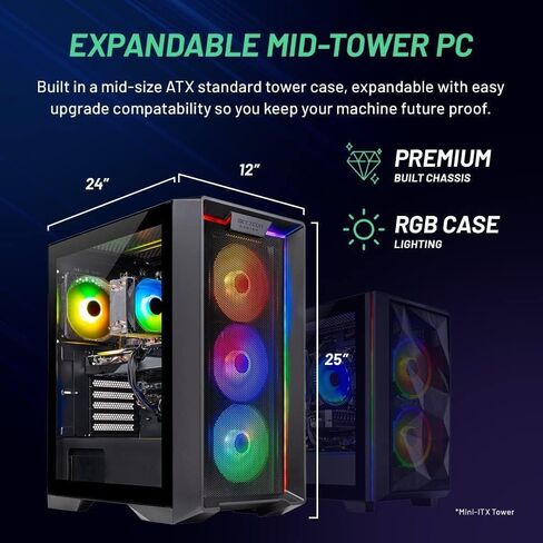 Skytech Chronos 3 Gaming PC Desktop ، Ryzen 7 7700 3.8 GHz (5.3GHz Turbo) ، AMD RX 9060 XT 8GB ، 1TB Gen4 NVME SSD ، 32GB DDR5 RAM 5200 RGB ، 650W GOLD ، WI-FI ، WIN 11 in Kuwait