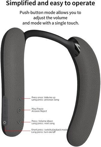 Neck Speakers, Bluetooth 5.3 Neckband Speakers, 3D Stereo Surround Sound, Built-in Mic, 5 oz, Black in Kuwait