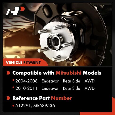 A-Premium Rear Wheel Bearing and Hub Assembly with 5-Lug Compatible with Mitsubishi Endeavor 2004-2011, AWD Only in Saudi Arabia