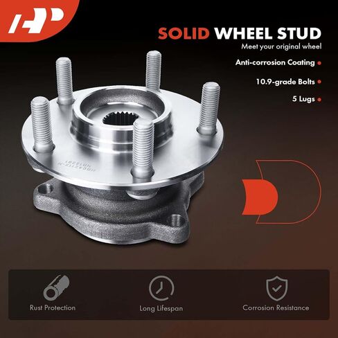 A-Premium Rear Wheel Bearing and Hub Assembly with 5-Lug Compatible with Mitsubishi Endeavor 2004-2011, AWD Only in Saudi Arabia